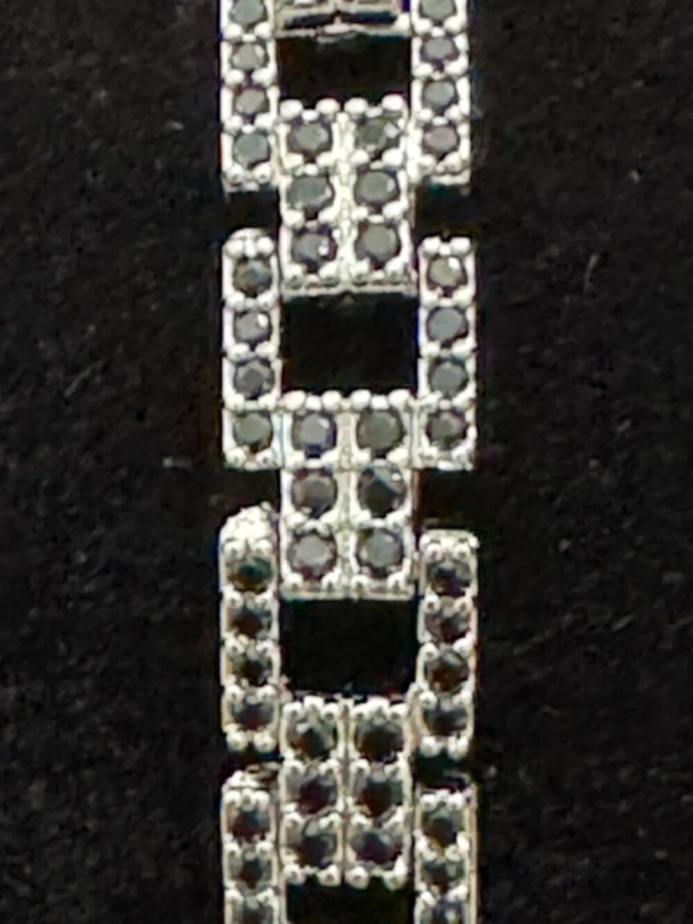 18K White Gold Filled Geometric Link Tennis Bracelet Size 7" Goldoro - NWOT